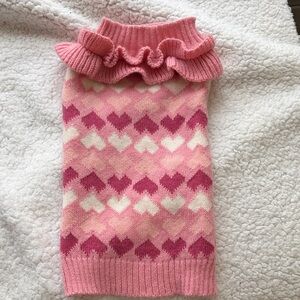 Dog Sweater Pink Heart Pattern